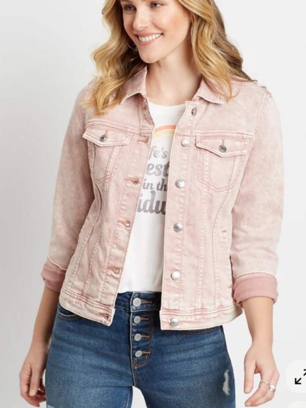 Maurices acid wash pink denim jacket